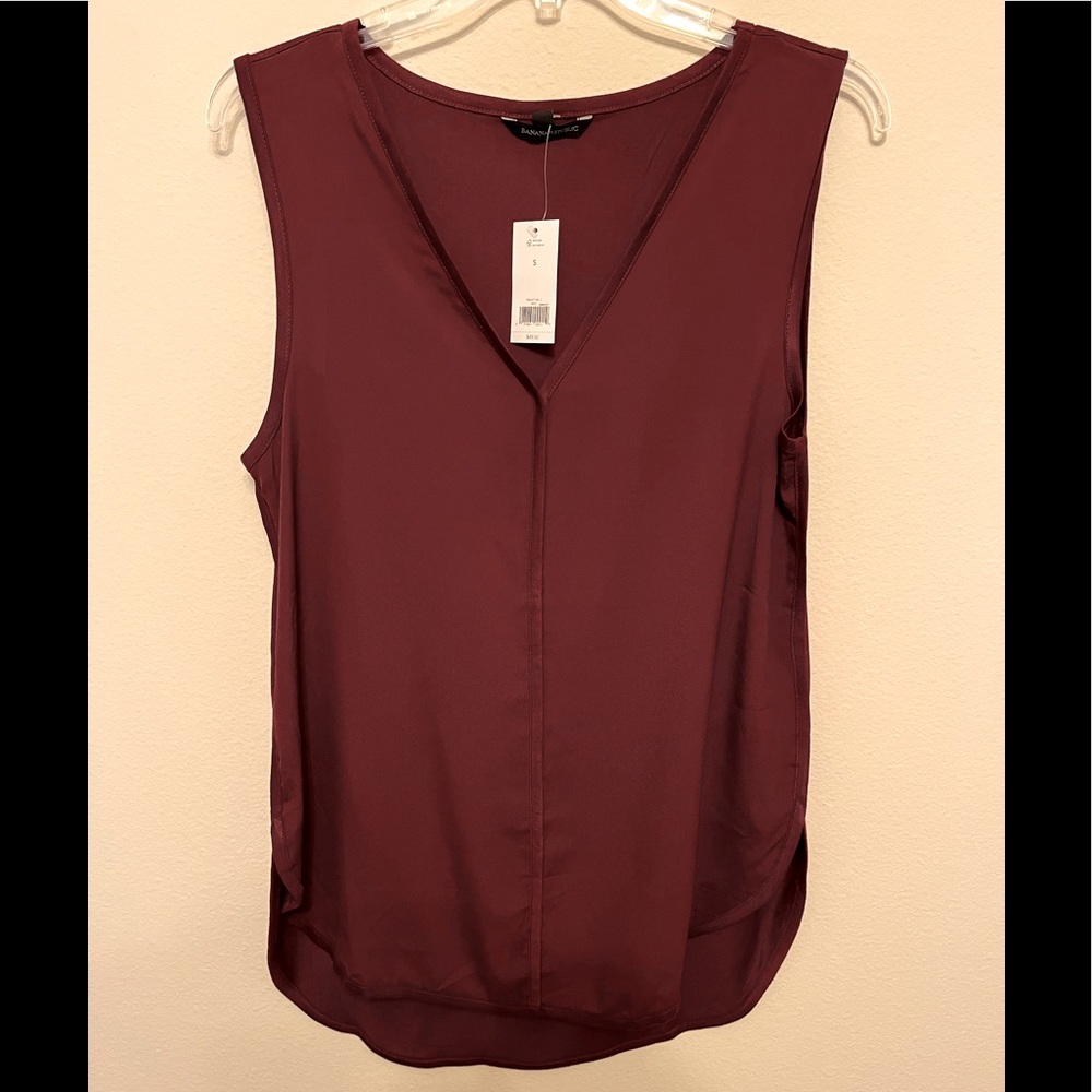 Burgundy(wine) sleeveless V Neck Blouse